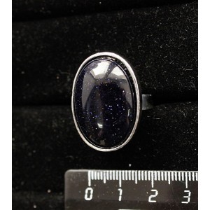 Кольцо с авантюрином синим (синт.), овал 25х18мм, безразмерное (литая оправа)