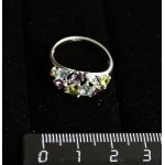 C925 Кольцо 1,96 г, камни аметист, топаз, хризолит, родирование, р-р 18