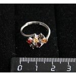 C925 Кольцо 2,36 г, камни гранат, раухтопаз, цитрин, родирование, р-р 17.5