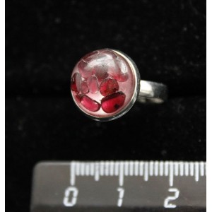 Кольцо с гранатом (кабошон-мозаика), круг 12мм, безразмерное
