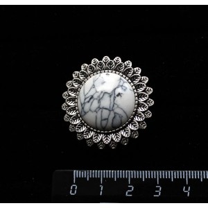 Кольцо с каулитом, круг 20мм, "подсолнух", безразмерное