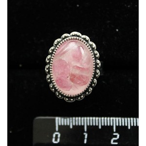 Кольцо с турмалином розовым (кабошон-мозаика), овал 18x13, литая оправа, безразмерное