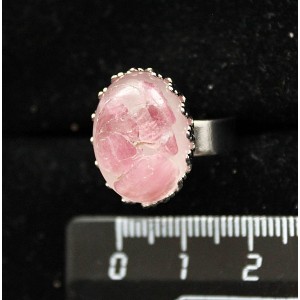 Кольцо с турмалином розовым (кабошон-мозаика), овал 18х13мм, безразмерное