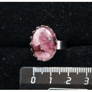 Кольцо с турмалином розовым и гранатом (кабошон-мозаика), овал 18х13мм, безразмерное