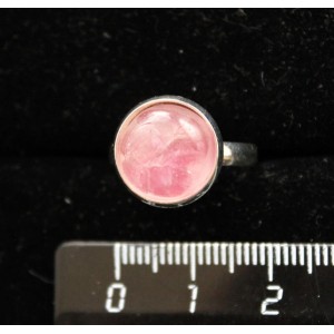 Кольцо с турмалином розовым (кабошон-мозаика), круг 12мм, безразмерное