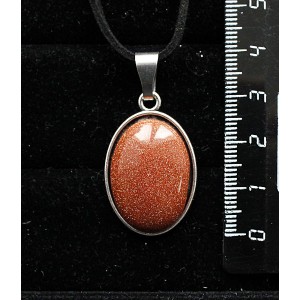 Кулон из авантюрина красного (синт.), простой овал 25х18мм