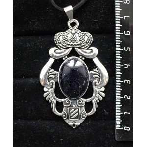 Кулон из авантюрина синего (синт.), овал 25х18мм, оправа "императрица"