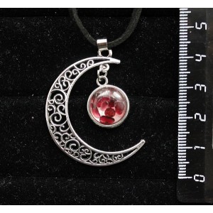 Кулон из граната (кабошон-мозаика), "луна", круг 12мм