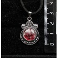 Кулон из граната (кабошон-мозаика), круг 12мм, оправа "корона"