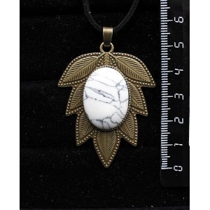 Кулон из каулита, овал 25х18мм, "лист", цвет бронза