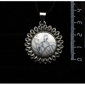 Кулон из каулита "подсолнух", круг 20мм