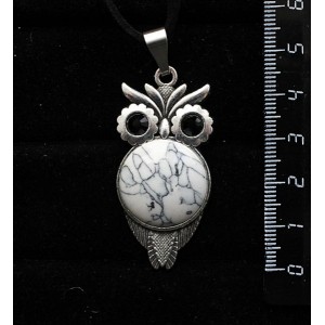 Кулон из каулита, "сова", круг 20мм