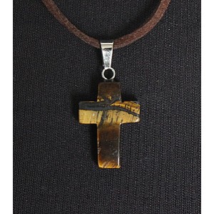 Кулон из тигрового глаза "крестик"