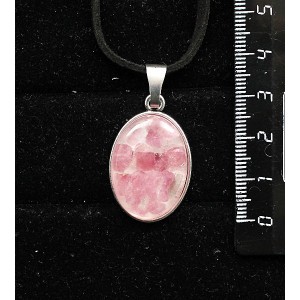 Кулон из турмалина розового (кабошон-мозаика), простой овал 25х18мм