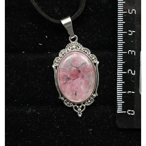 Кулон из турмалина розового (кабошон-мозаика), овал 25х18мм, оправа "медальон"