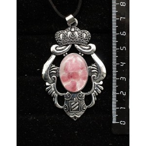Кулон из турмалина розового (кабошон-мозаика), овал 25х18мм, оправа "императрица"