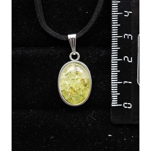 Кулон из хризолита (кабошон-мозаика), простой овал 18х13мм, огранка