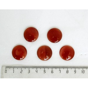 Кошачий глаз (синт.) темно-оранжевый, кабошон круг 20мм