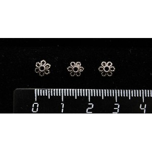 Шапочки для бусин "цветок 6 лепестков", цвет ант. серебро, 5.5х2мм, диаметр отв-я 1мм
