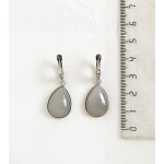 Серьги из агата белого, капелька 18х13мм, швензы посеребрение