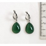 Серьги из агата зеленого (тонировка), капелька 18х13мм, швензы посеребрение