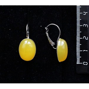 Серьги из агата желтого (тонировка), овал 18х13мм, замок петелька