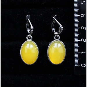 Серьги из агата желтого (тонировка), простой овал 18х13мм, швензы посеребрение