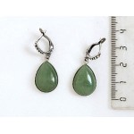 Серьги из авантюрина зеленого, капелька 18х13мм, швензы посеребрение