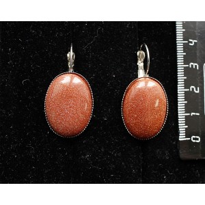 Серьги из авантюрина красного (синт.), овал 25х18мм, замок петелька