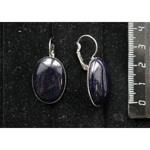 Серьги из авантюрина синего (синт.), овал 25х18мм, замок петелька