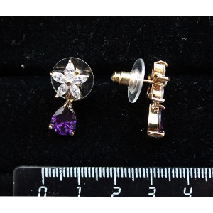 Серьги из аметиста (синт.) "цветочная капля"