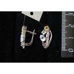 C925 Серьги с аметистом,топазом, хризолитом, цитрином, фианитами, 3,98 г., англ. замок, родирование