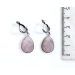Серьги из кварца розового (огранка), капелька 18х13мм, швензы посеребрение