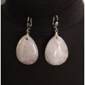 Серьги из розового кварца "капелька" 30х40мм