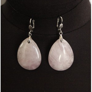 Серьги из розового кварца "капелька" 30х40мм