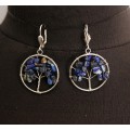 Серьги из лазурита "дерево жизни", 30мм