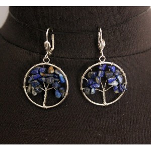 Серьги из лазурита "дерево жизни", 30мм