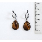 Серьги из тигрового глаза, капелька 18х13мм, швензы посеребрение