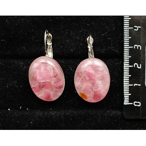 Серьги из турмалина розового (кабошон-мозаика), овал 25х18мм, замок петелька
