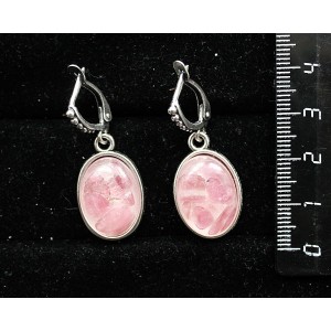 Серьги из турмалина розового (кабошон-мозаика), простой овал 18х13мм, швензы посеребрение
