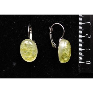 Серьги из хризолита (кабошон-мозаика), овал 18х13мм, замок петелька