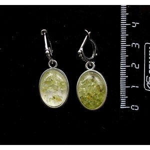 Серьги из хризолита (кабошон-мозаика), простой овал 18х13мм, швензы посеребрение