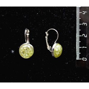 Серьги из хризолита (кабошон-мозаика), круг 12мм, нерж. сталь