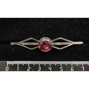 Заколка (зажим для волос) из граната (кабошон-мозаика), круг 12мм