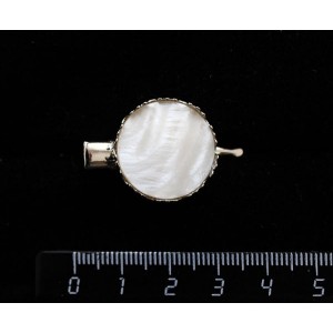 Заколка-крокодил с перламутром белым, круг 20мм