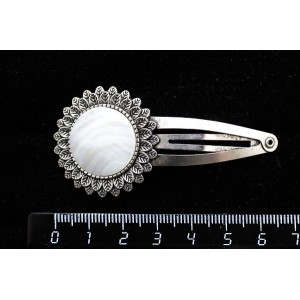 Заколка - зажим для волос с перламутром белым, "подсолнух", круг 20