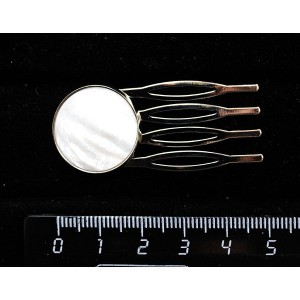 Заколка-шпилька с перламутром белым однотонным, круг 20мм