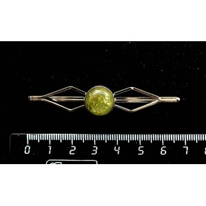 Заколка (зажим для волос) из хризолита (кабошон-мозаика), круг 12мм