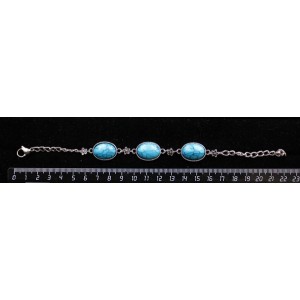 Браслет из бирюзы иск., овал, 18х13мм, на цепочке