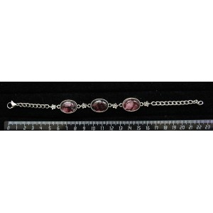 Браслет из граната (кабошон-мозаика) и турмалина розового, овал, 18х13мм, на цепочке